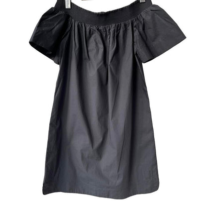 NWT J. Crew Off the Shoulder Black Cotton Poplin Dress