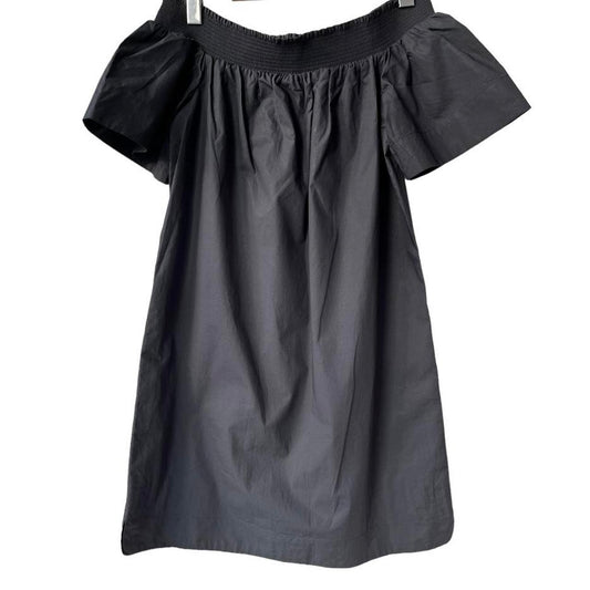 NWT J. Crew Off the Shoulder Black Cotton Poplin Dress