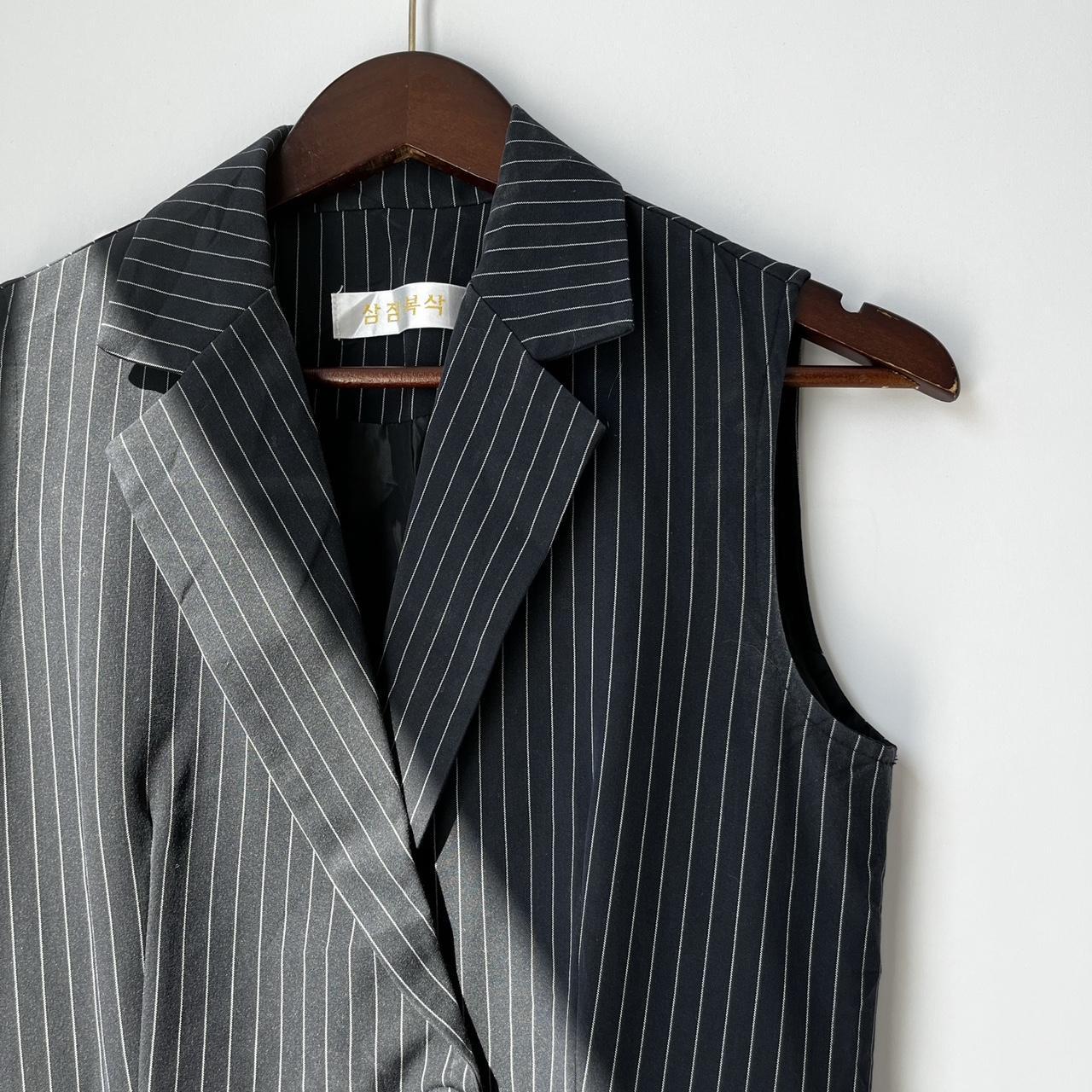 Pinstripe Double Breasted Vest Blazer Dress
