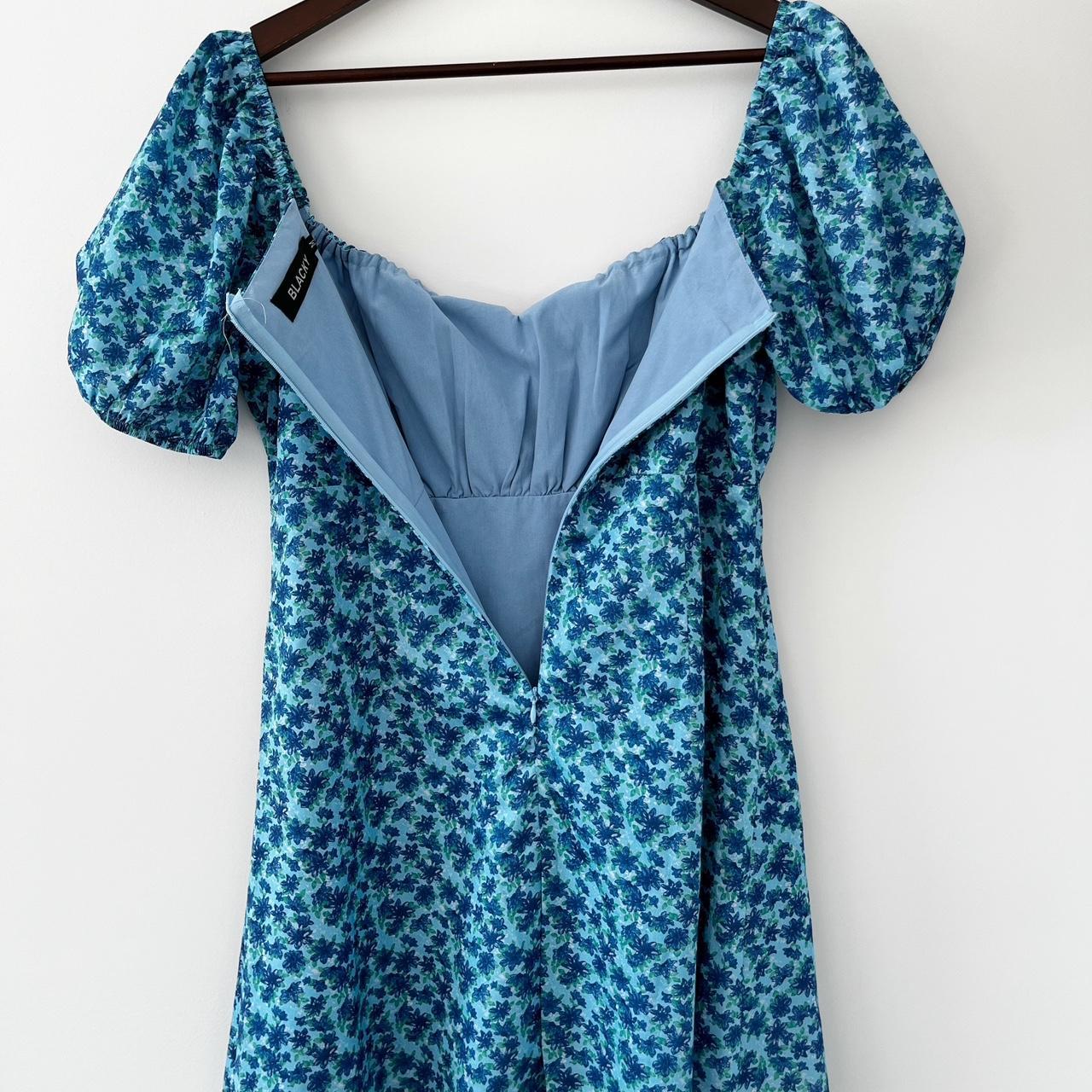 Blue Floral Babydoll Mini Bust Dress