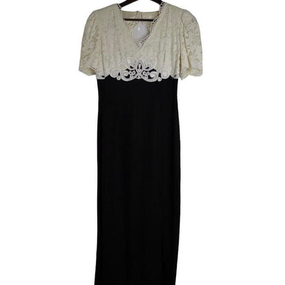 Scott McClintock Vintage 90's Lace Neckline Formal Maxi Dress