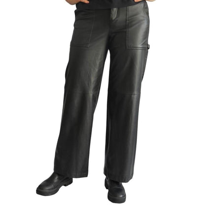 Zara Faux Leather Straight Leg Cargo Pants