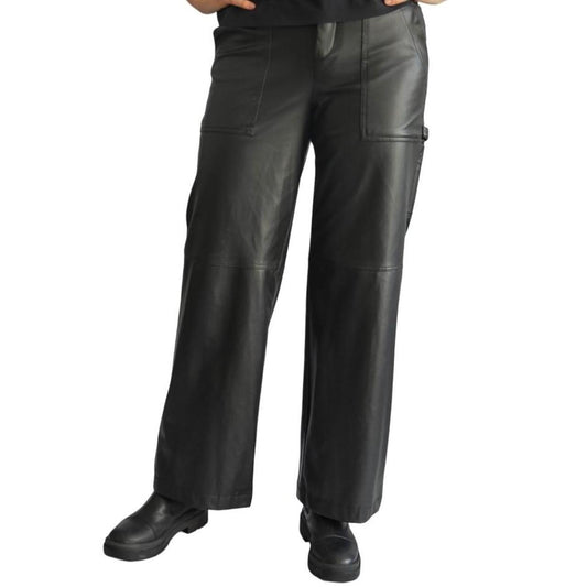 Zara Faux Leather Straight Leg Cargo Pants