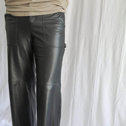 Zara Faux Leather Straight Leg Cargo Pants