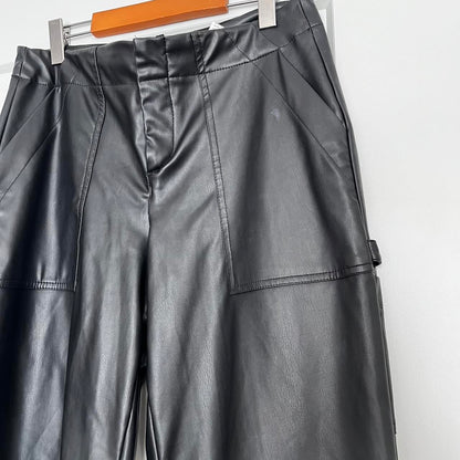 Zara Faux Leather Straight Leg Cargo Pants