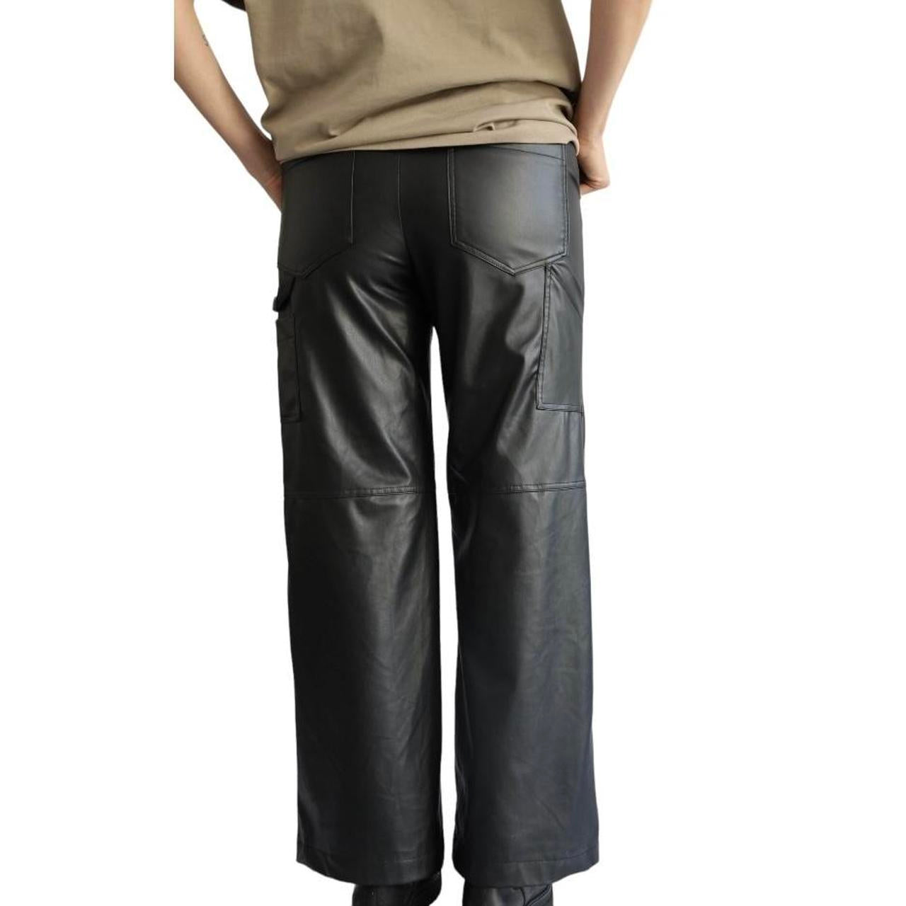 Zara Faux Leather Straight Leg Cargo Pants
