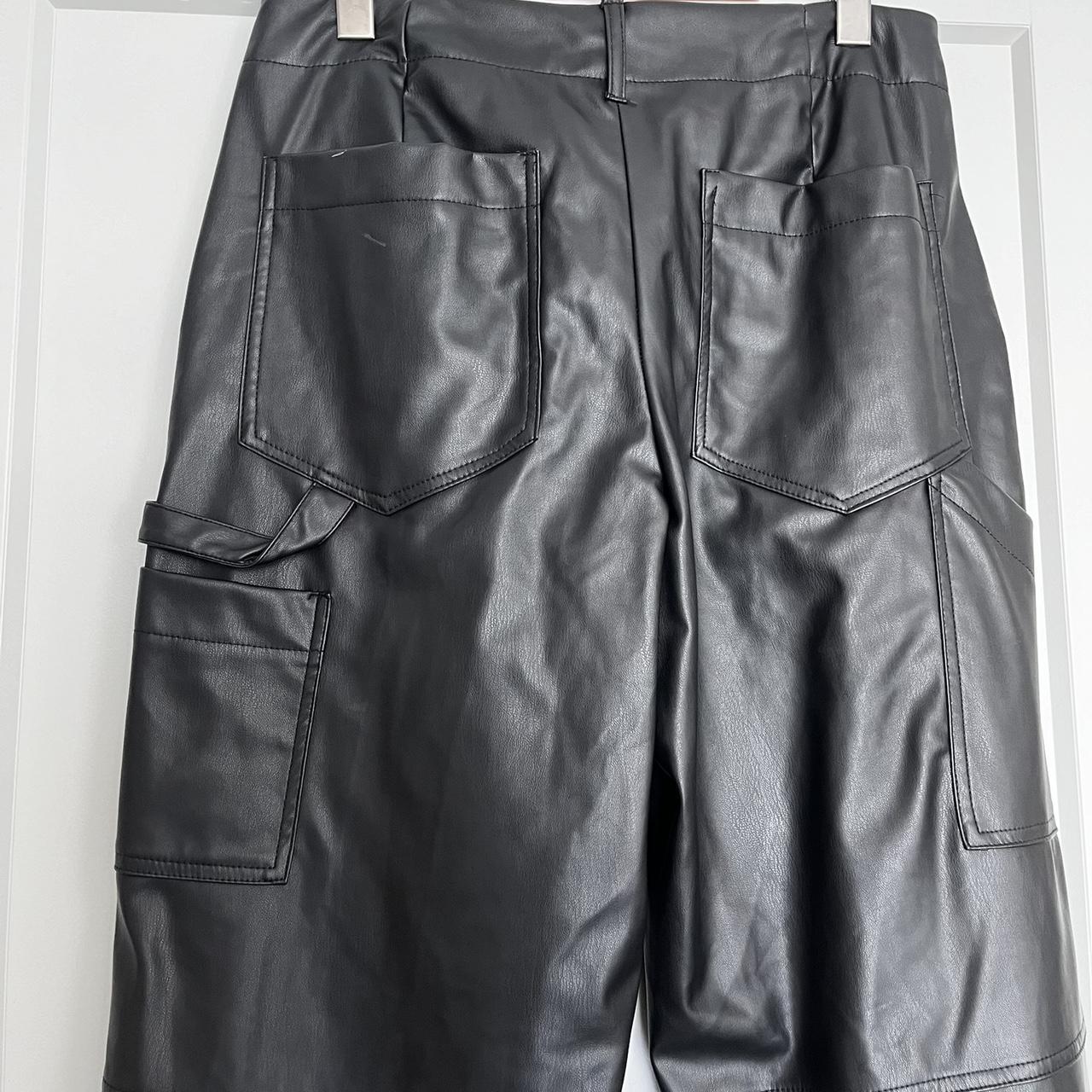 Zara Faux Leather Straight Leg Cargo Pants