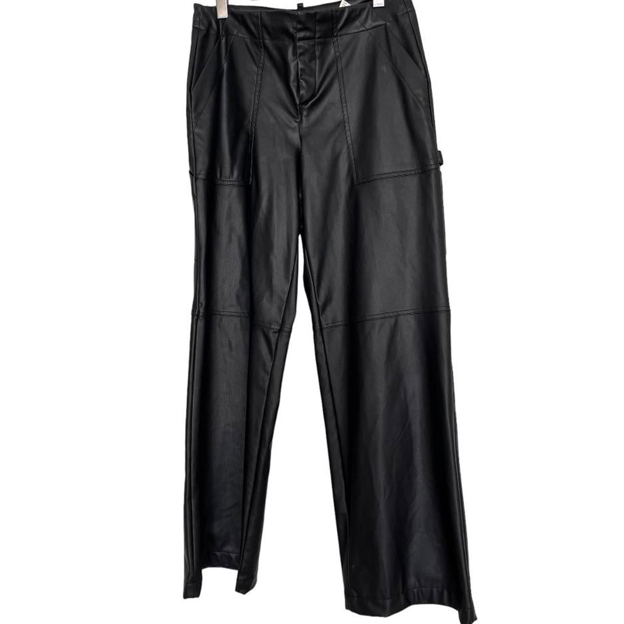 Zara Faux Leather Straight Leg Cargo Pants