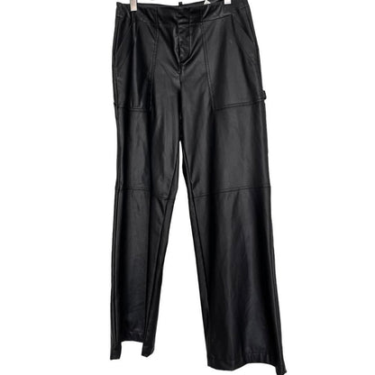 Zara Faux Leather Straight Leg Cargo Pants