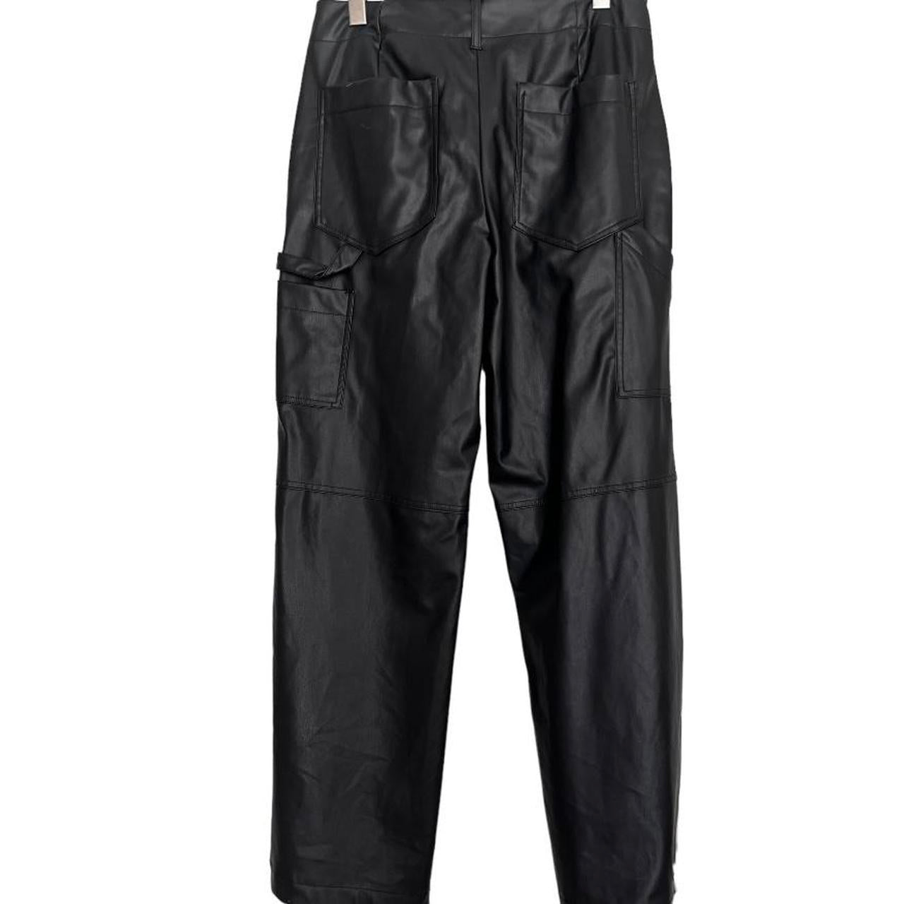 Zara Faux Leather Straight Leg Cargo Pants