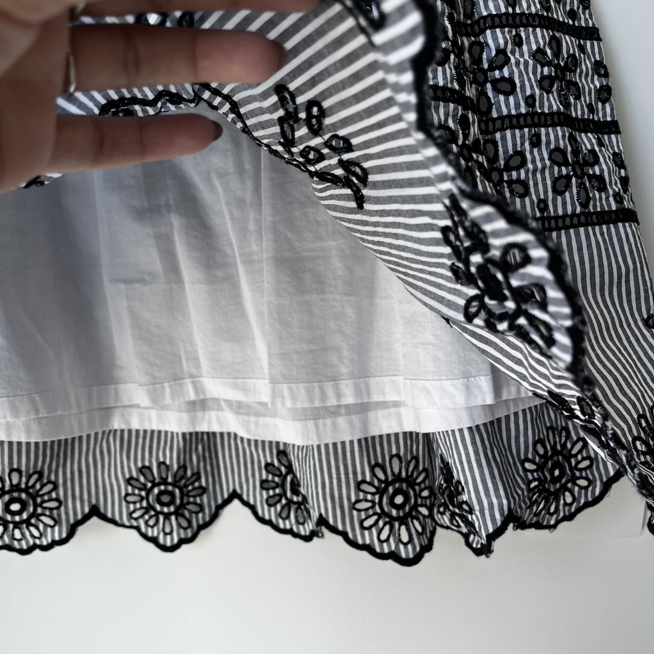 Talbots Grey and Black Stripped Eyelet Cotton Skirt