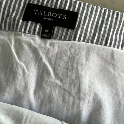 Talbots Grey and Black Stripped Eyelet Cotton Skirt