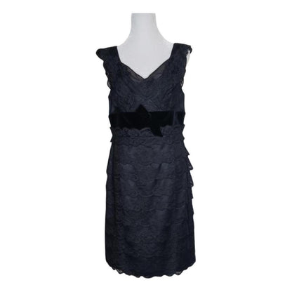 Armani Collezioni Black Tier Lace Midi Dress