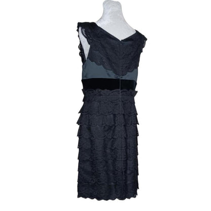 Armani Collezioni Black Tier Lace Midi Dress