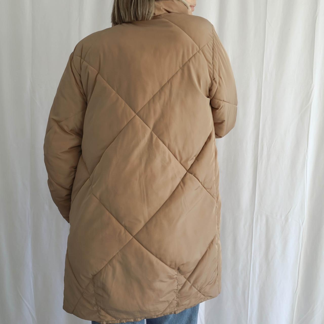 Tribal Long Quilted Puffer Coat in Gold/Camel