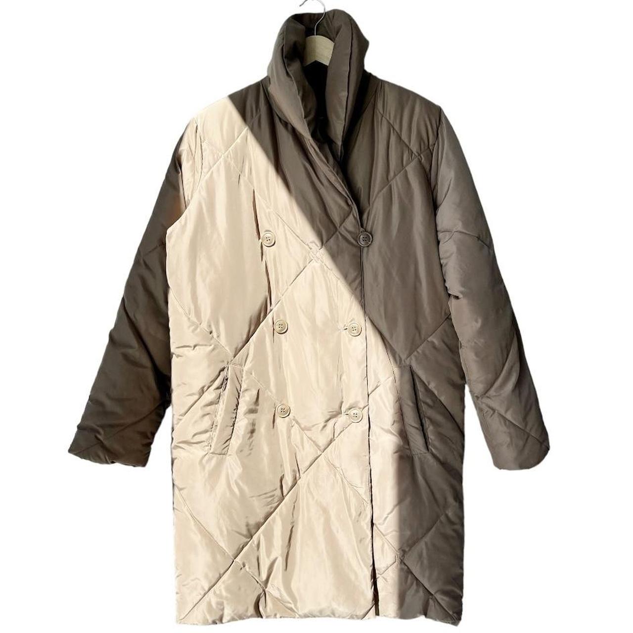 Tribal Long Quilted Puffer Coat in Gold/Camel