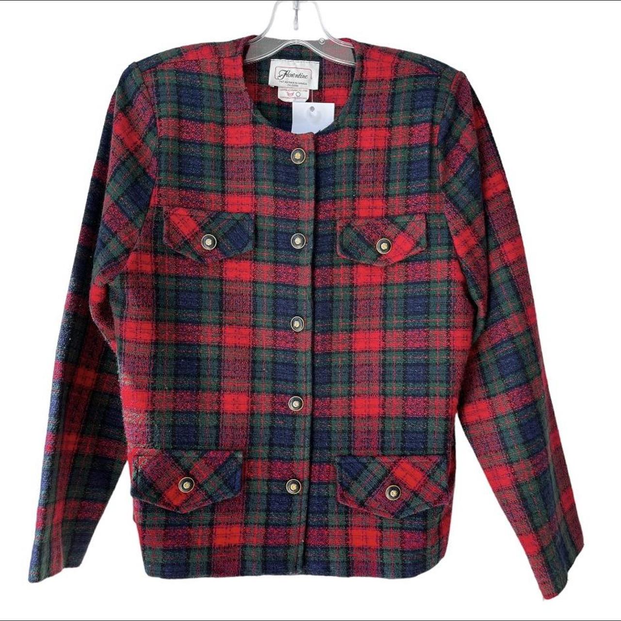 Vintage 1980’s Plaid Red Green Cropped Blazer