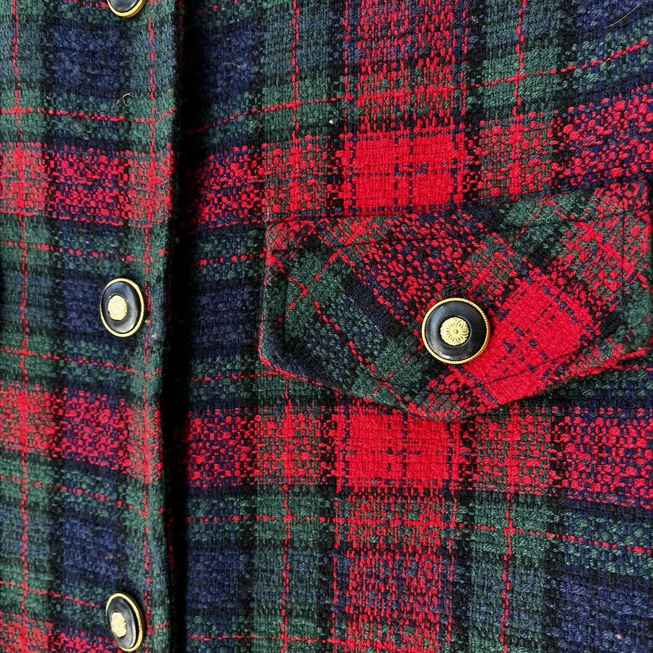 Vintage 1980’s Plaid Red Green Cropped Blazer