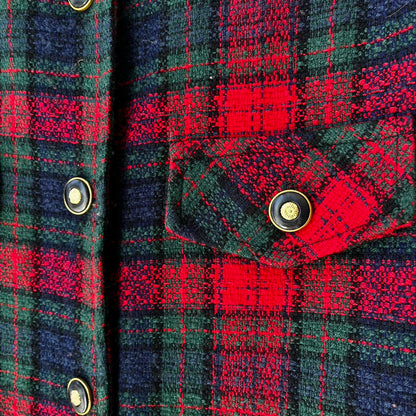 Vintage 1980’s Plaid Red Green Cropped Blazer