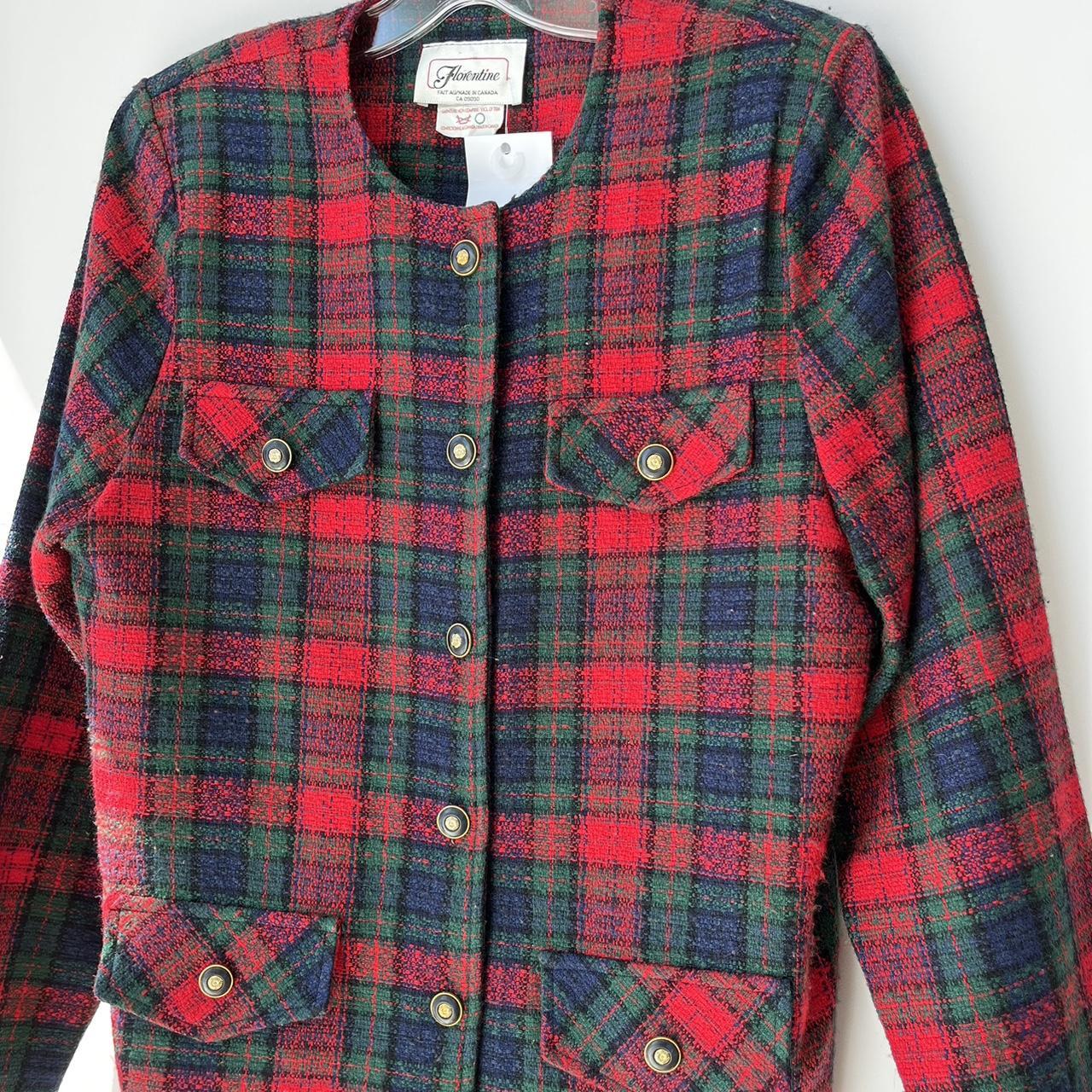 Vintage 1980’s Plaid Red Green Cropped Blazer