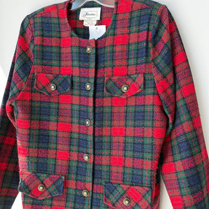 Vintage 1980’s Plaid Red Green Cropped Blazer