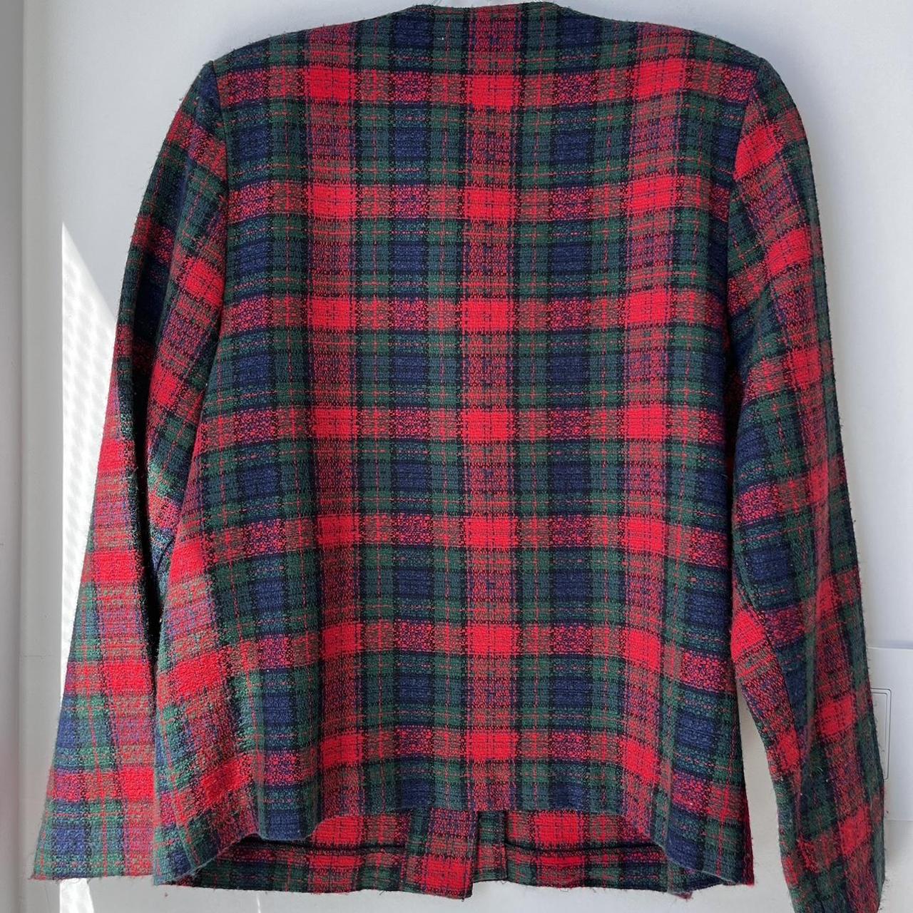 Vintage 1980’s Plaid Red Green Cropped Blazer