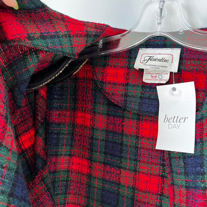 Vintage 1980’s Plaid Red Green Cropped Blazer