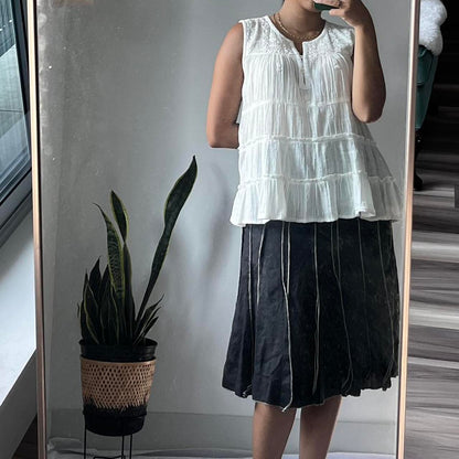 Carole Little 100% Linen Accordion Pleated Skirt