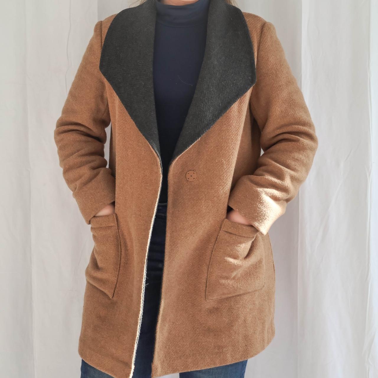 Cleo Brown & Black Two Tone Wool Blend Coat