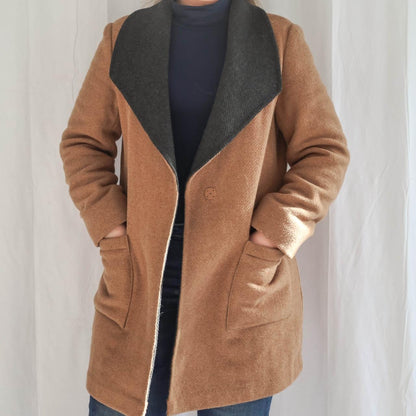 Cleo Brown & Black Two Tone Wool Blend Coat