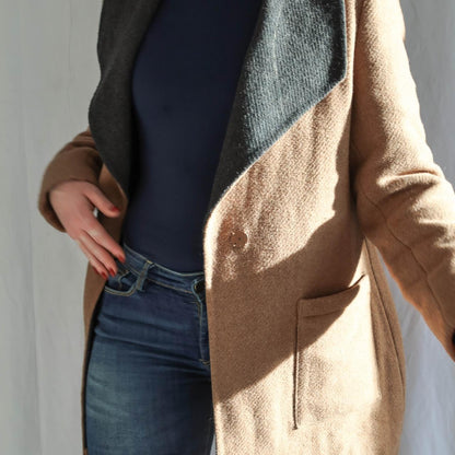 Cleo Brown & Black Two Tone Wool Blend Coat