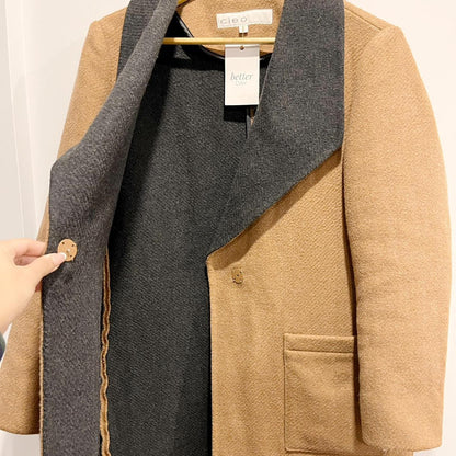 Cleo Brown & Black Two Tone Wool Blend Coat
