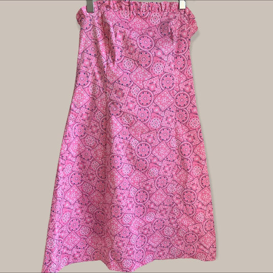 Pink Paisley A-line Strapless Dress