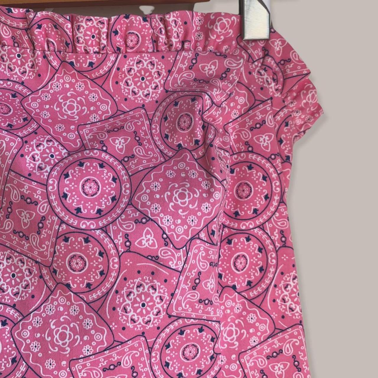 Pink Paisley A-line Strapless Dress