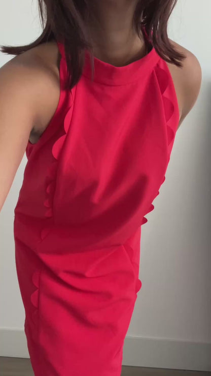 Vince Camuto Scallop Trim Halter Dress